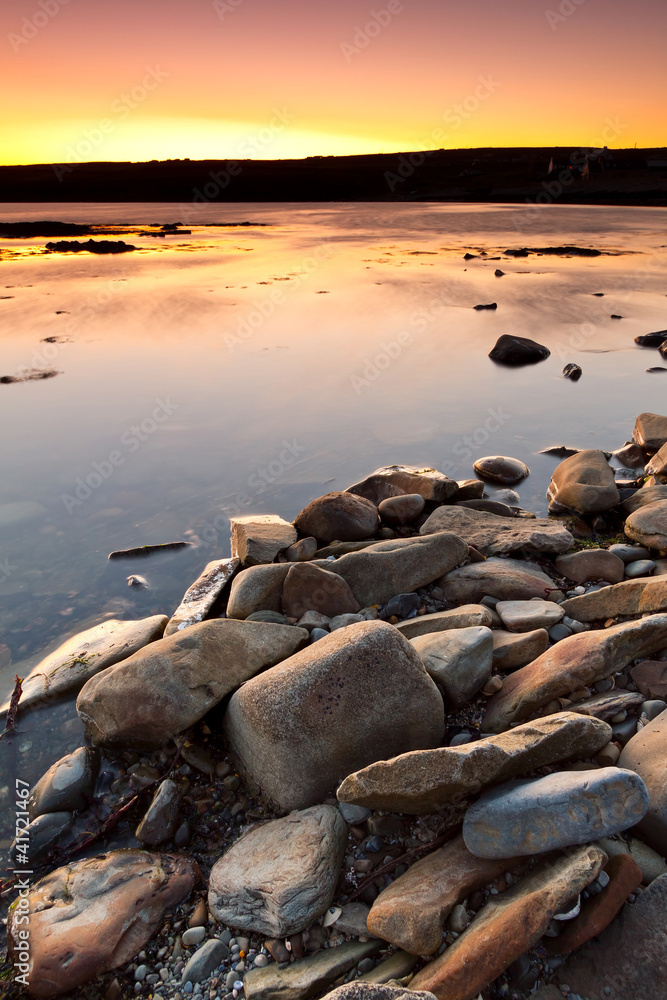 Atlantic ocean scenery at sunset, Ireland