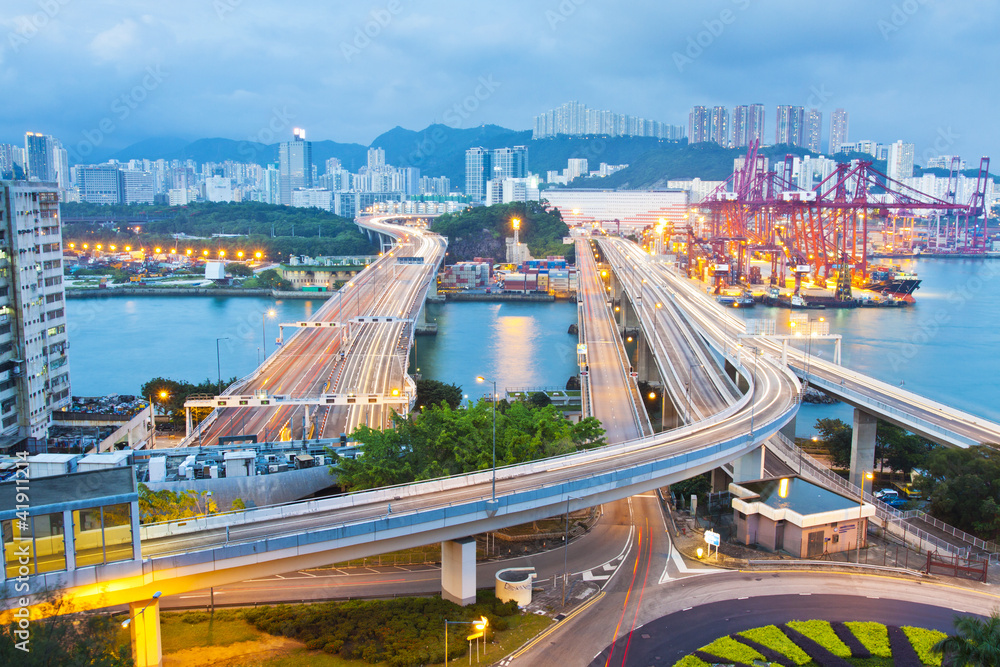 香港城市夜景交通