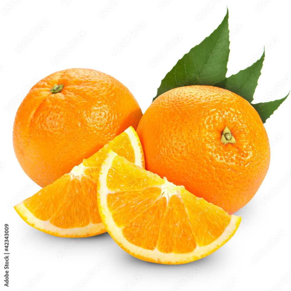 Orange fruit isolated on white background