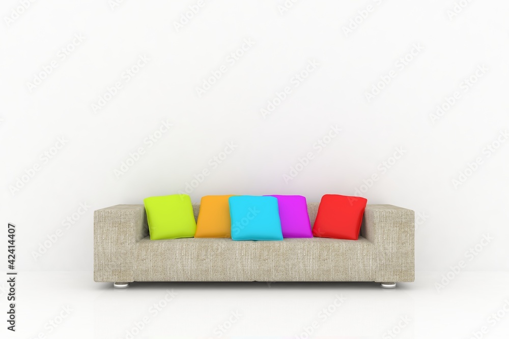 colored furniture on a white