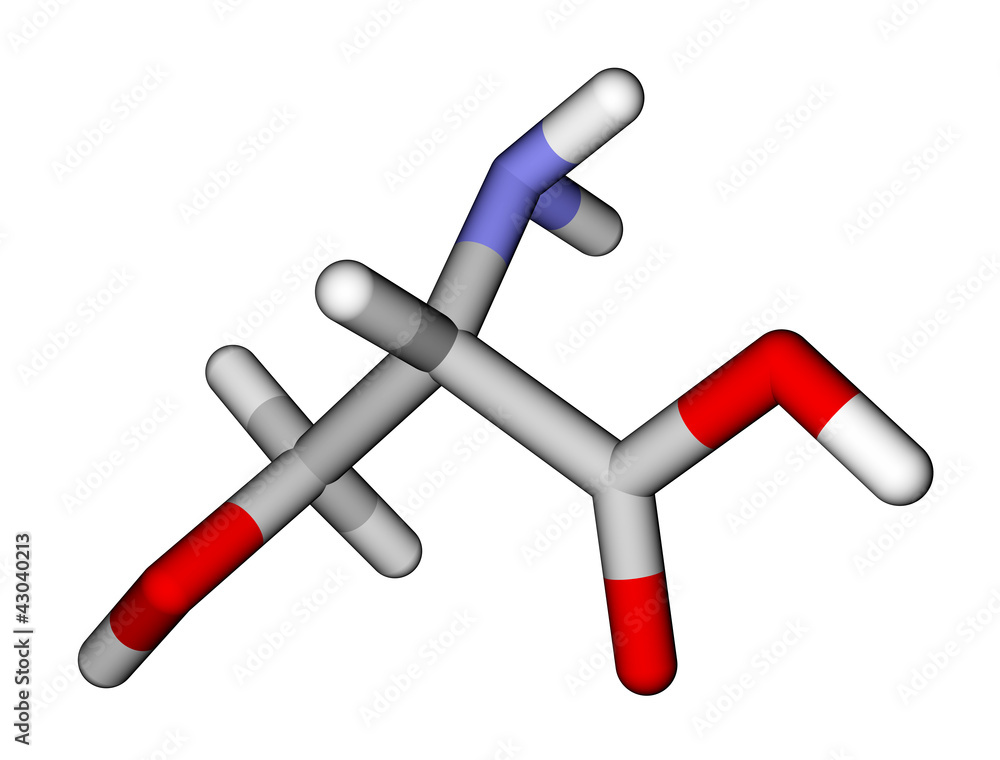 Amino acid serine 3D molecular model