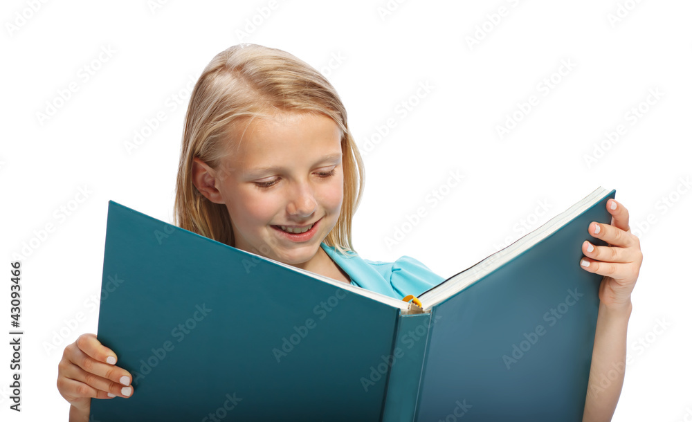 Little Girl Reading a Big Book