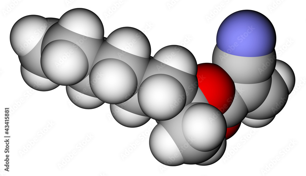 2-Octyl cyanoacrylate, an instant glue. 3D molecular structure