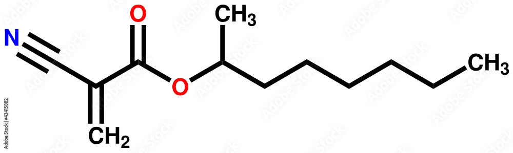 2-氰基丙烯酸辛酯，一种即时胶。结构式