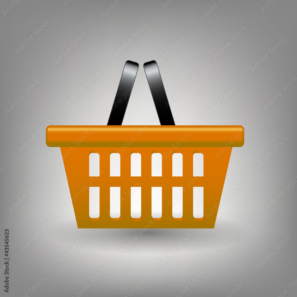 Orange shopping basket icon vector illustration