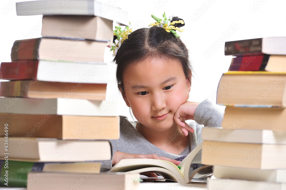 A girl is enjoying her reading