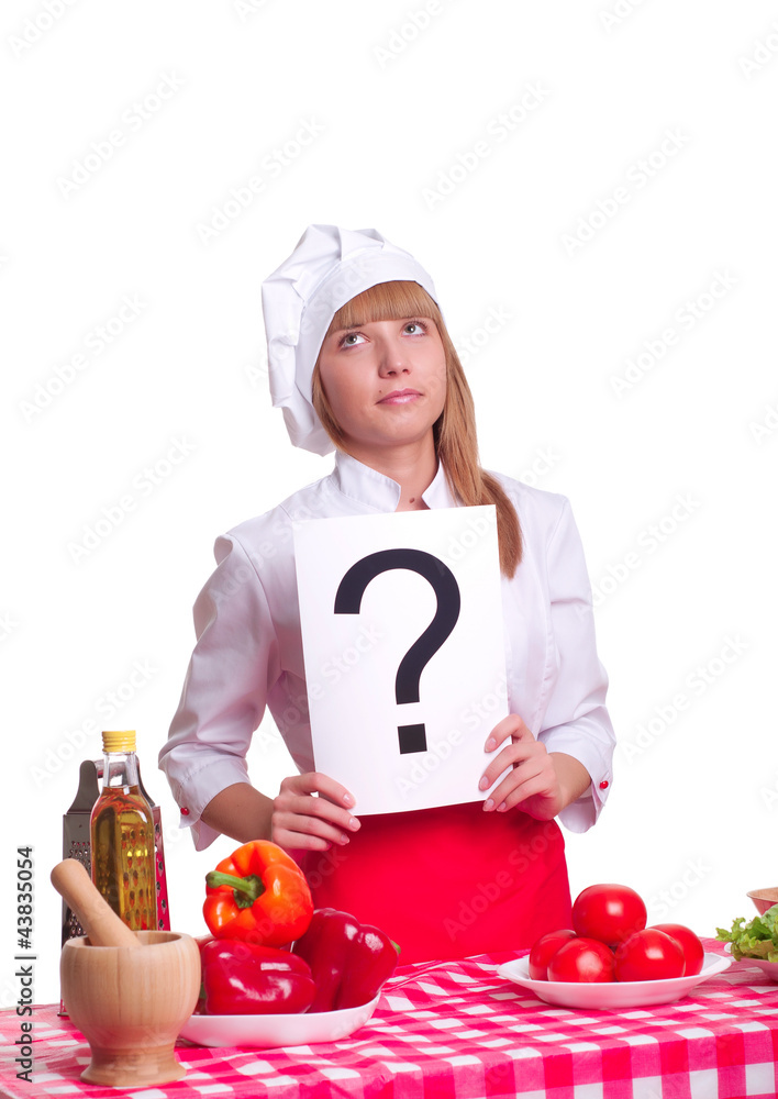 portrait of a cook with a question mark