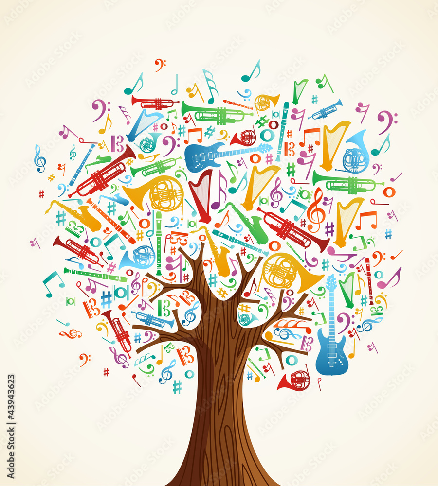 Abstract musical tree made with instruments