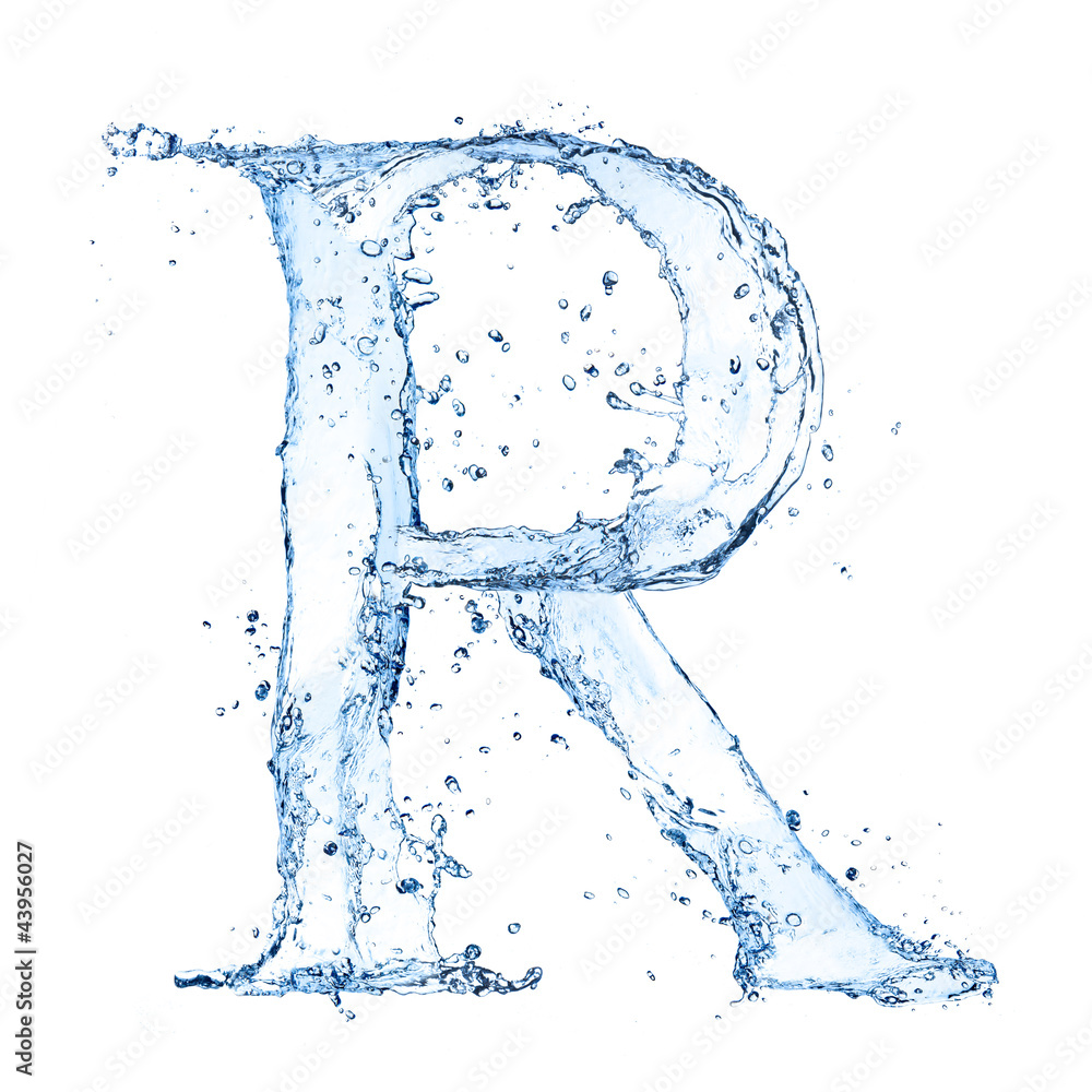 Water splashes letter R