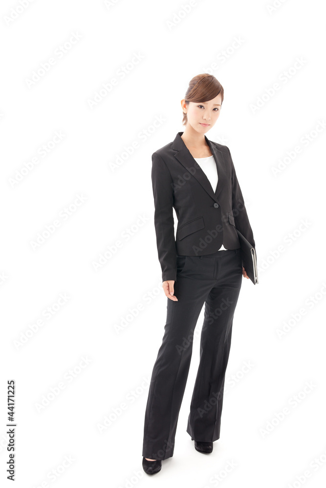 a young businesswoman on white background