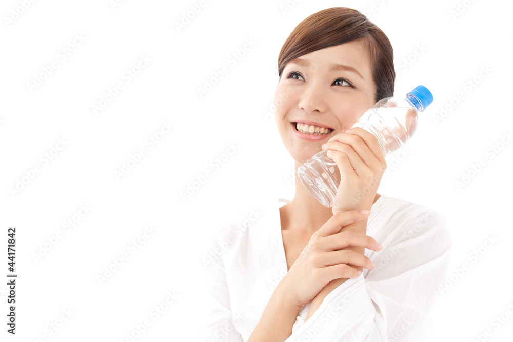 attractive asian woman with pure water