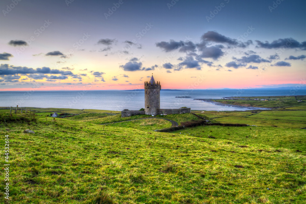 Doonagore castle at sunset, Co. Clare, Ireland