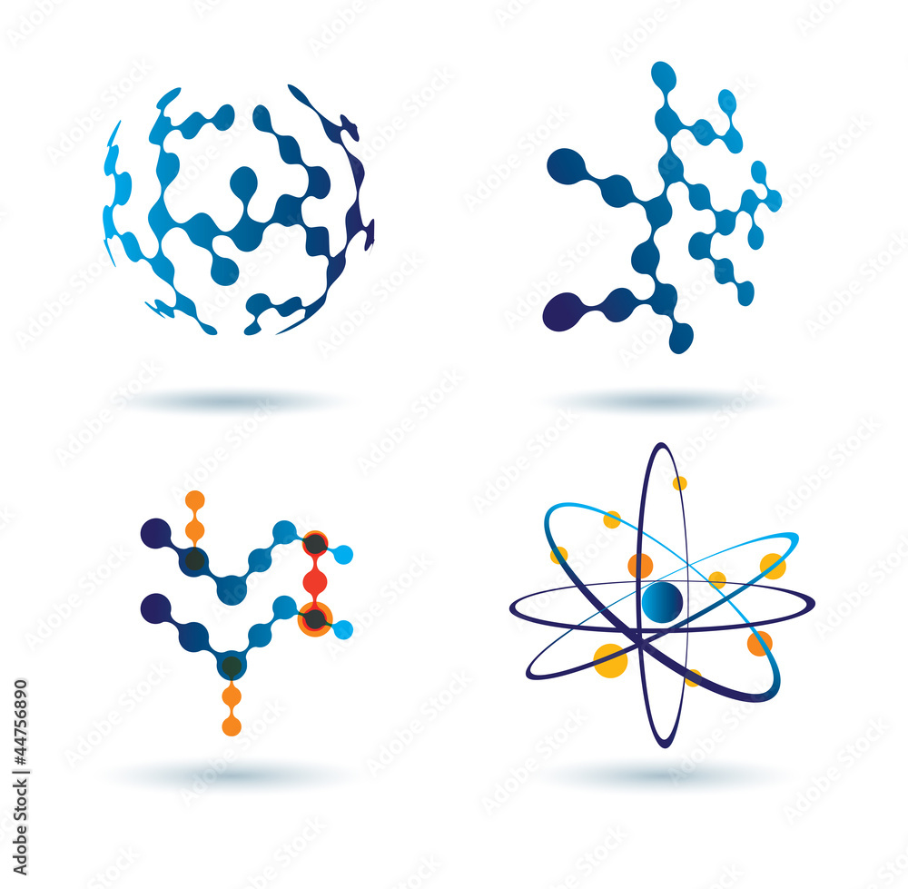 一套抽象图标、化学和社交网络概念