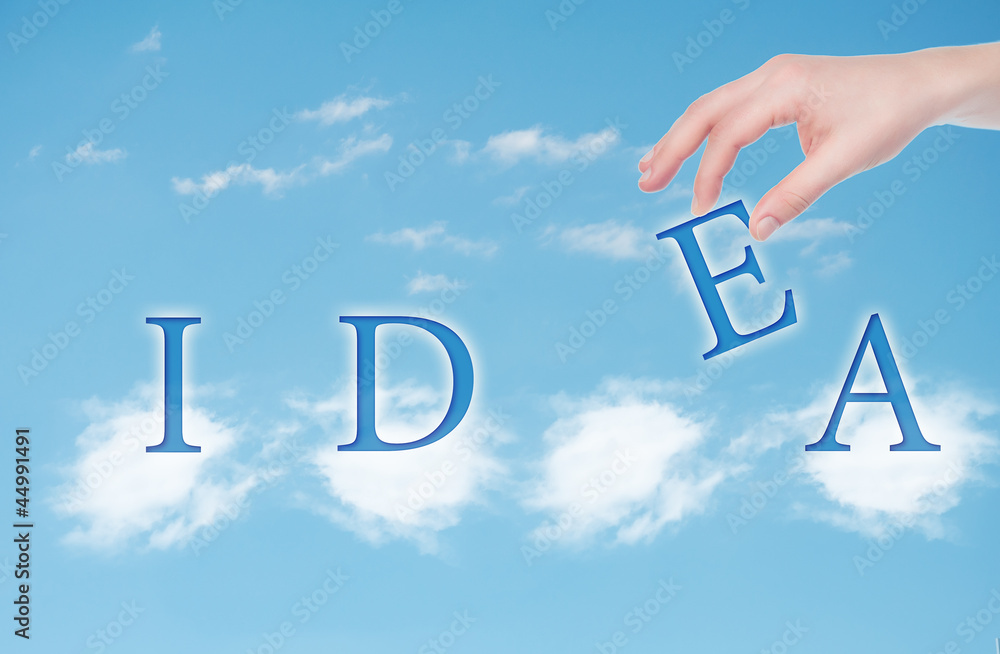 idea. human hand makes the idea of the letters of the word