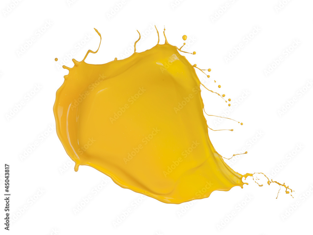  Shot of yellow splash blob, isolated on white background