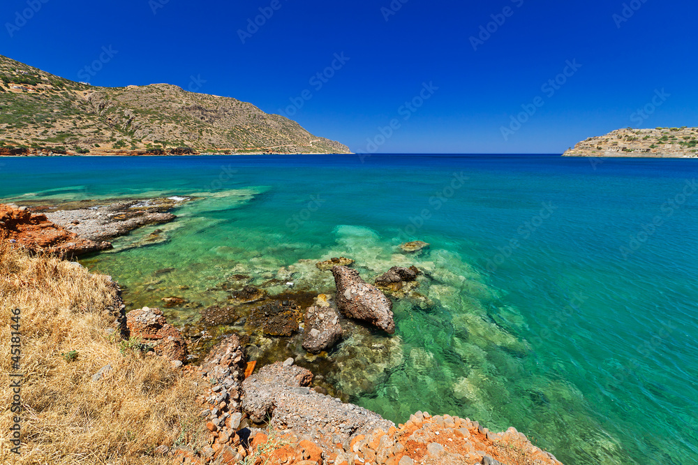 Mirabello bay with Spinalonga island on Crete, Greece