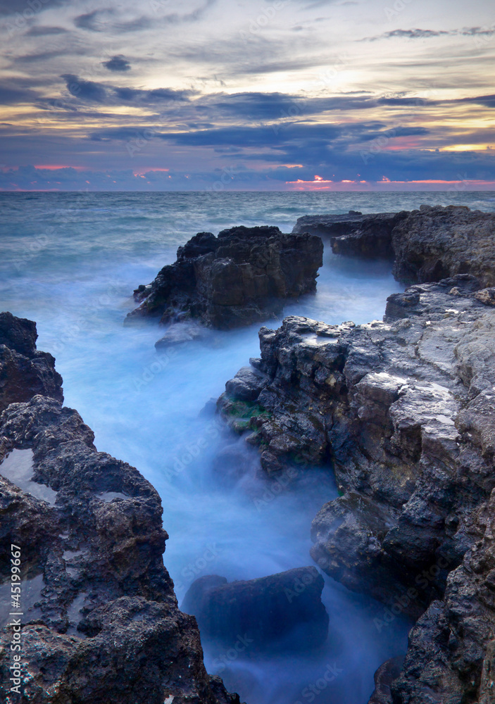 Seascape during bright sundown