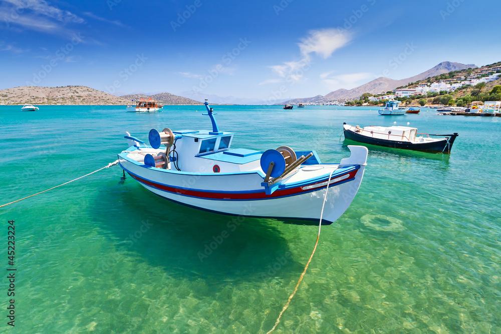 Fishing boats at the coast of Crete, Greece