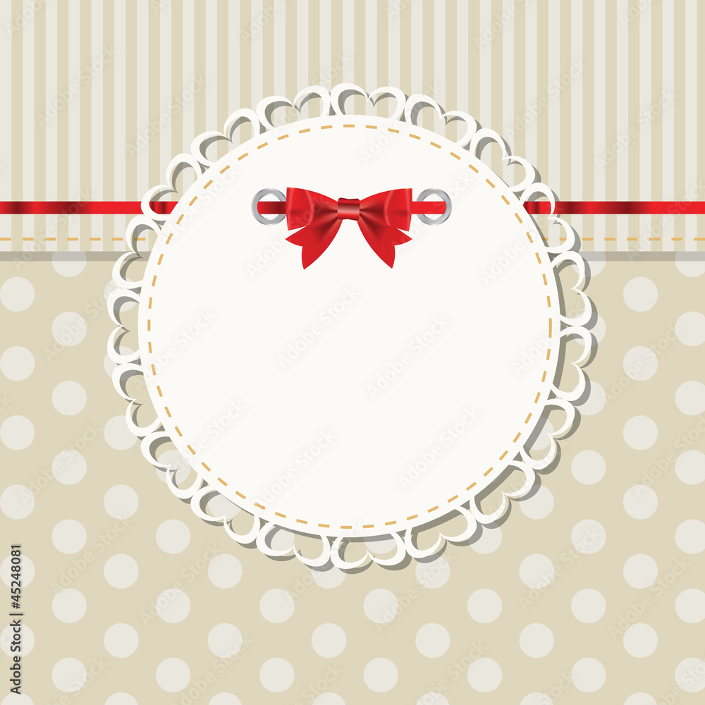 vintage frame with bow vector illustration