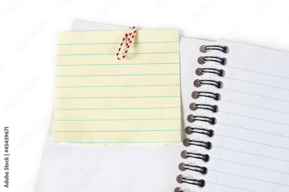 note paper in open notebook