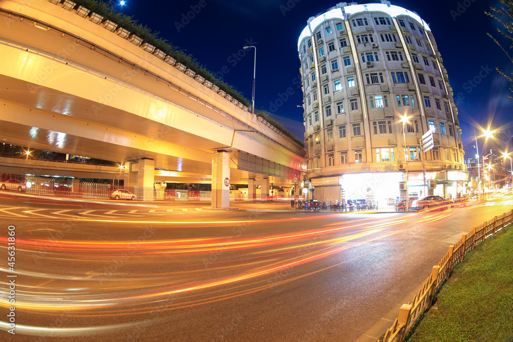 light trails on the street