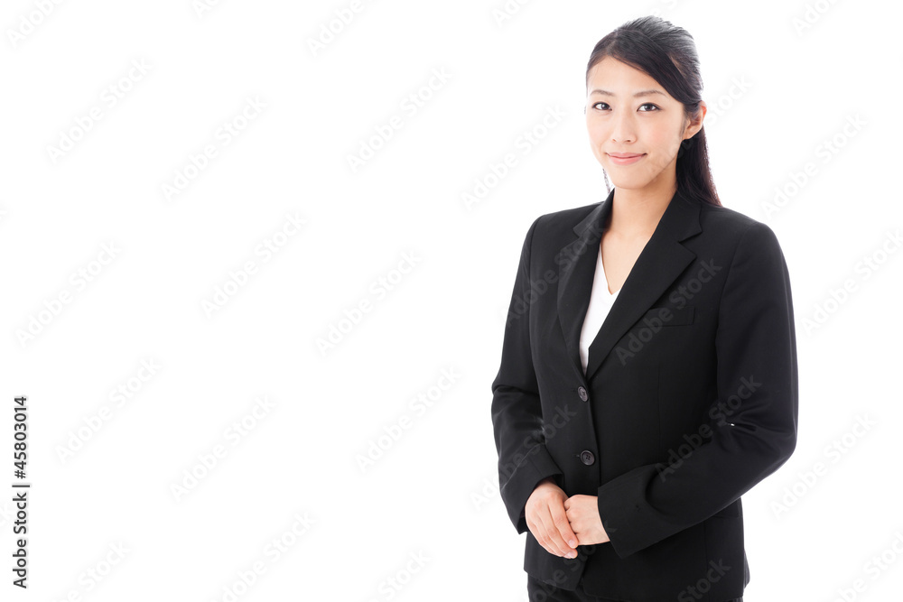 asian businesswoman on white background