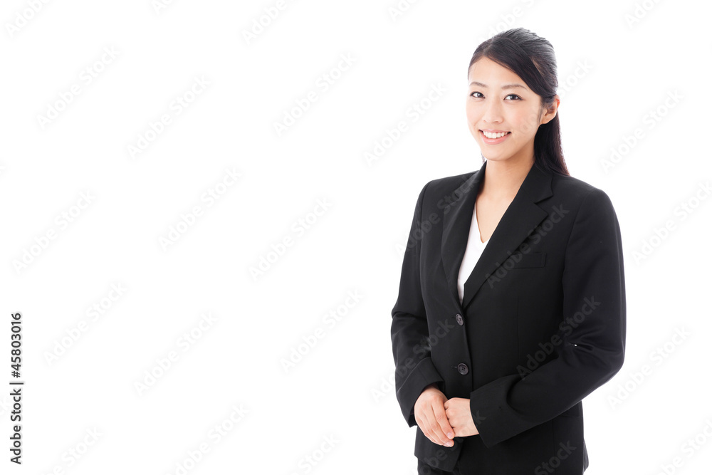 asian businesswoman on white background