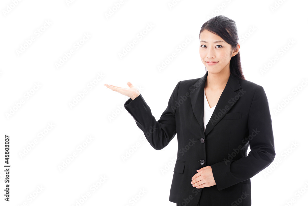 asian businesswoman on showing white background