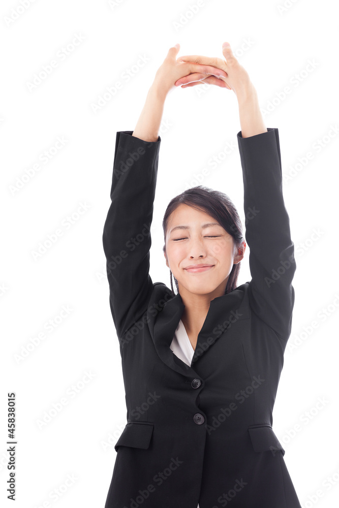 asian businesswoman on white background