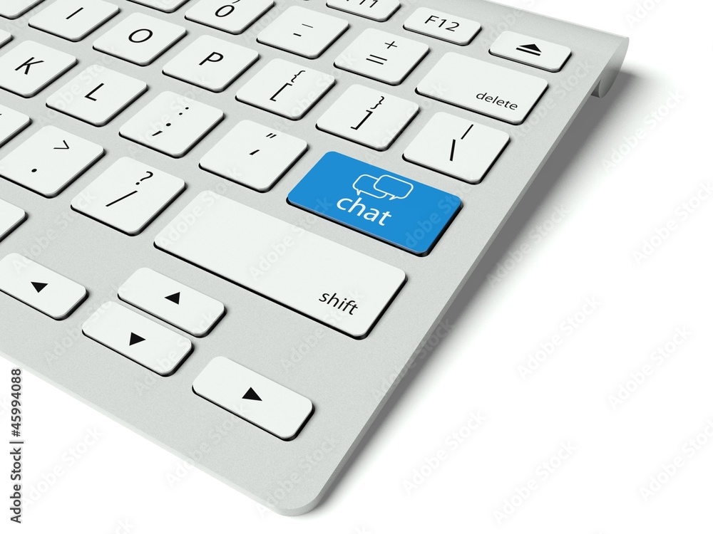 Keyboard and blue Chat button, internet concept