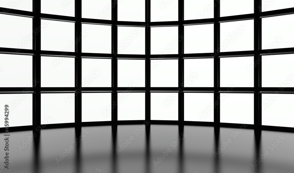 White screen video wall of many cubes