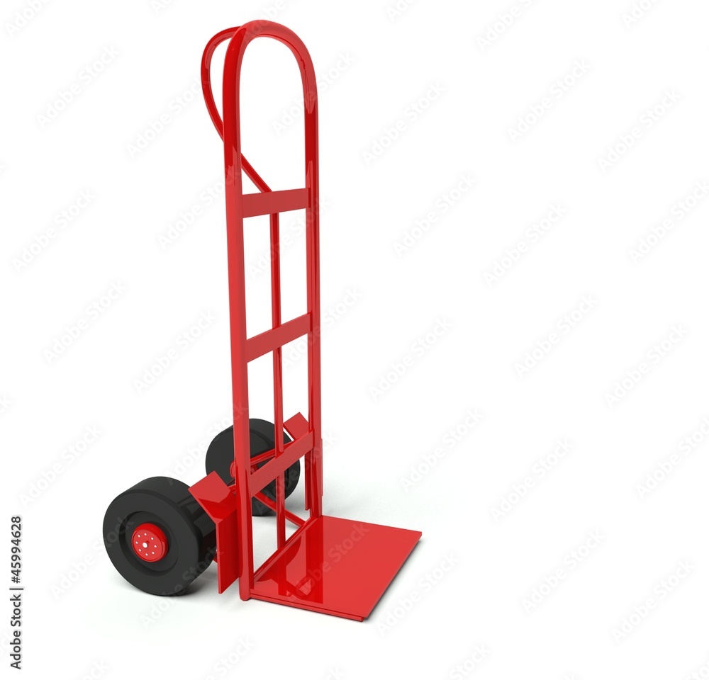 Warehouse empty hand truck isolated on white