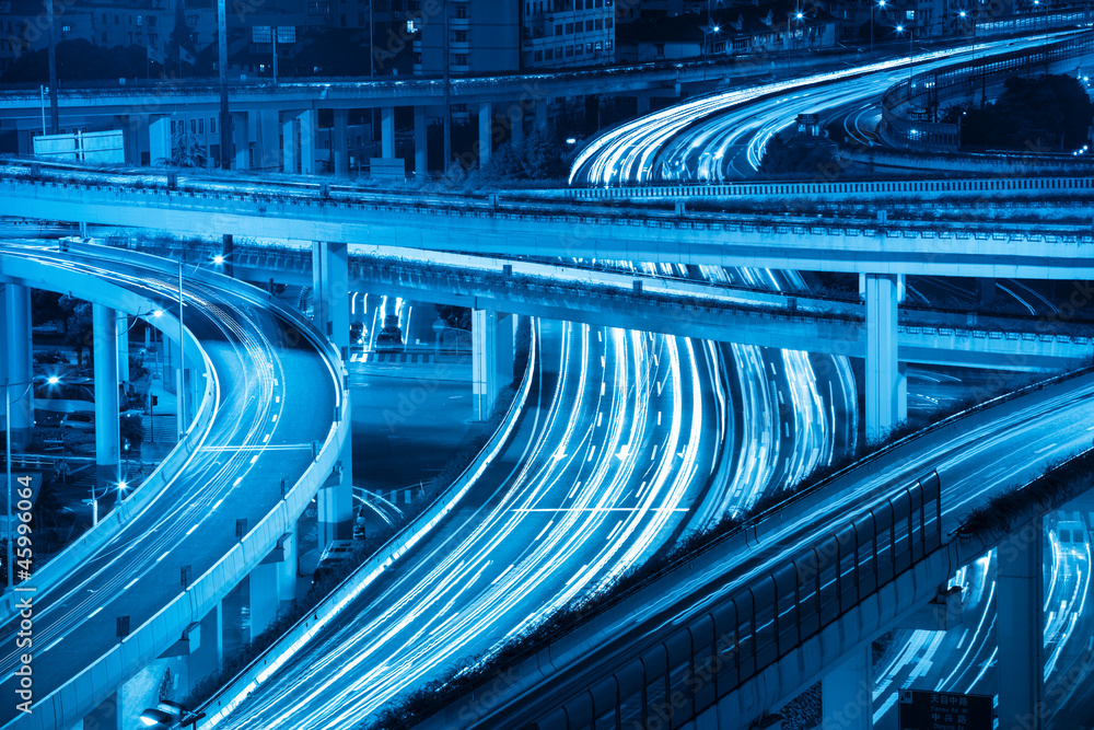 light trails on the viaduct