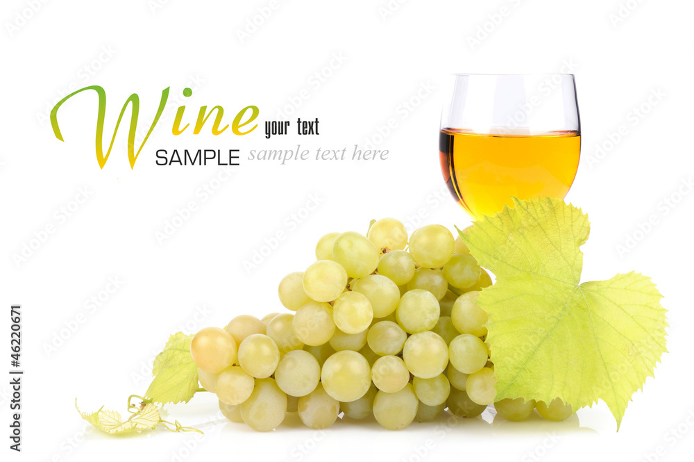 Branch of grapes and glass of wine