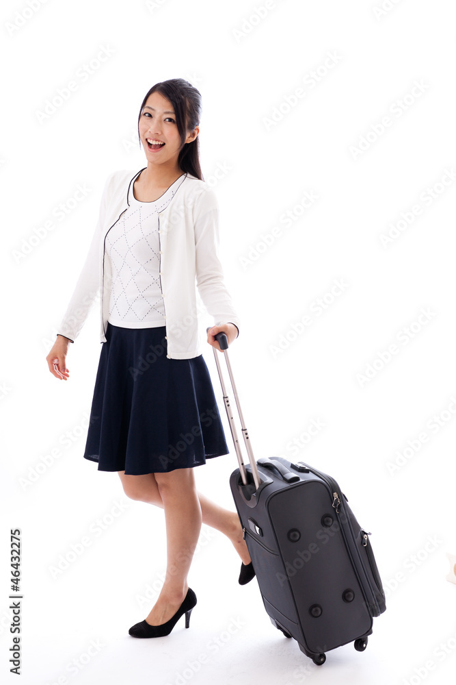 attractive asian businesswoman on white background