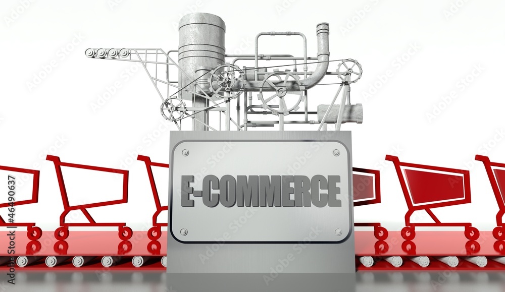 E-commerce concept, carts and machine