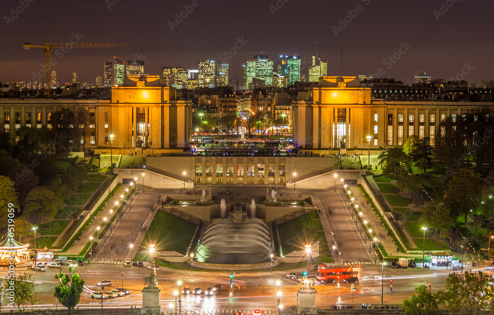 The Palais de Chaillot, the Trocadéro and La Défense