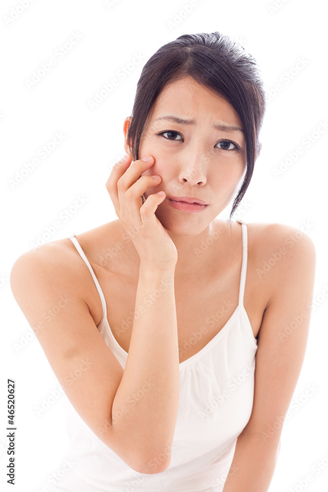 beauty image of attractive asian woman on white background