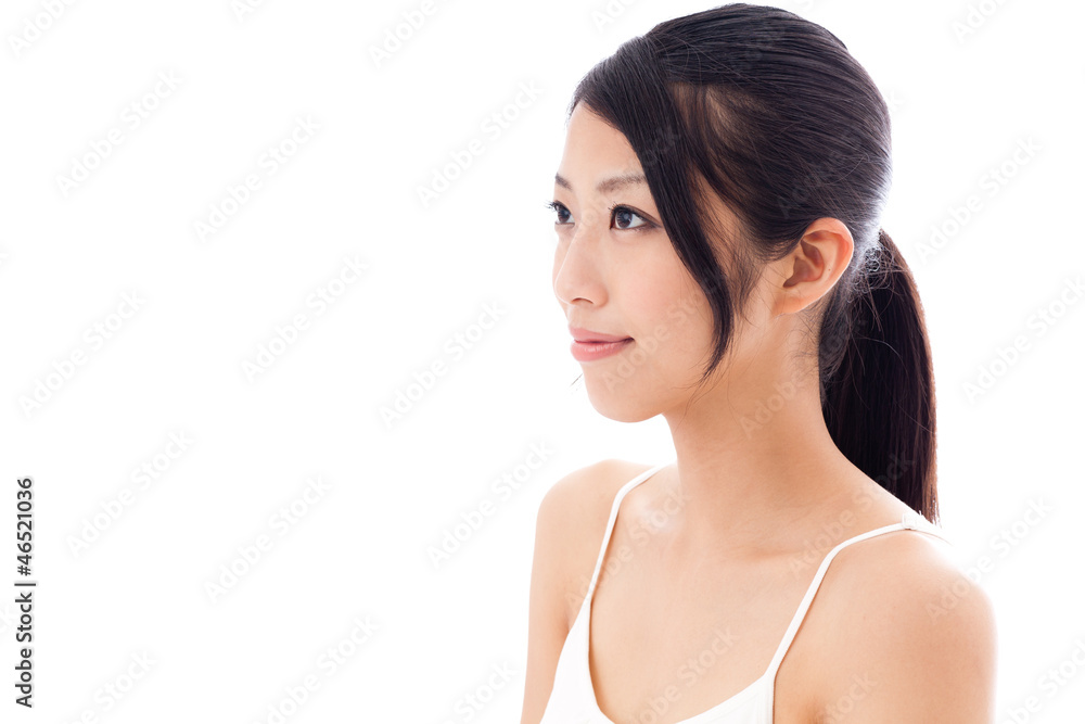 beauty image of attractive asian woman on white background