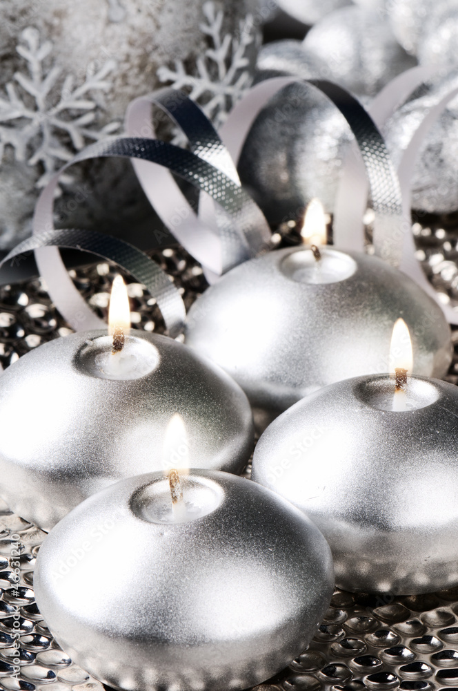 Christmas candles in silver tone