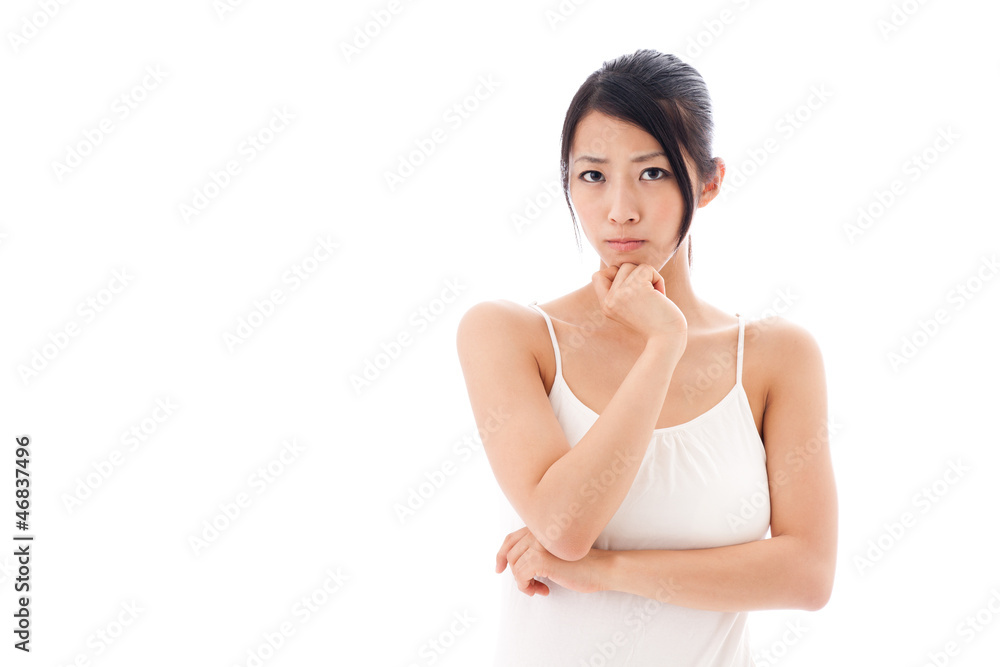 beauty image of attractive asian woman on white background