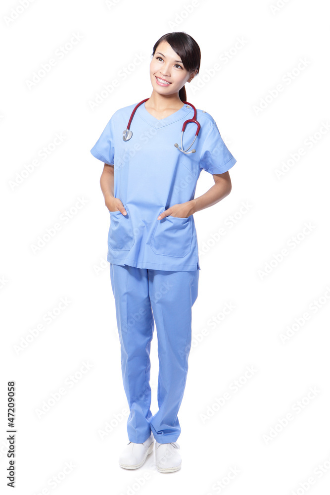 surgeon woman doctor look copy space