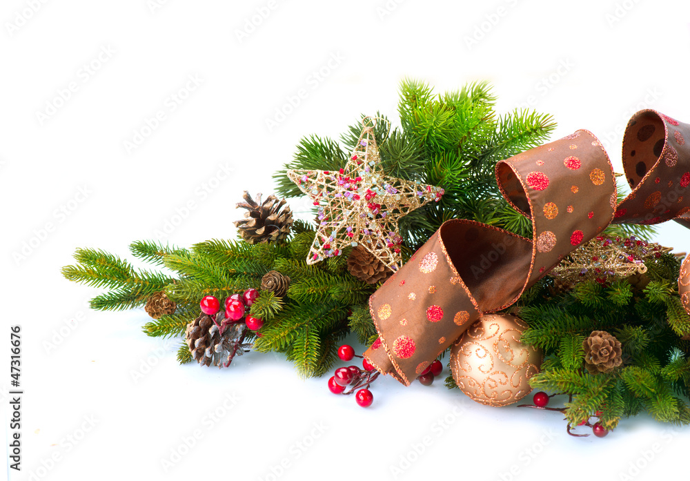 Christmas Decoration. Holiday Decorations Isolated on White