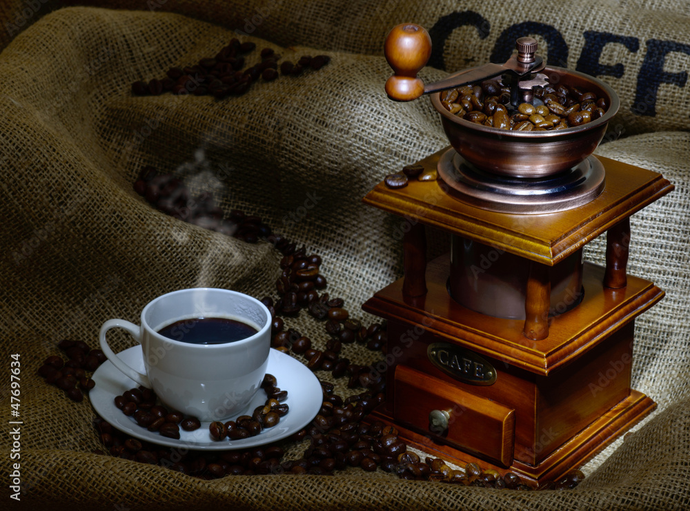 coffee mill and cup