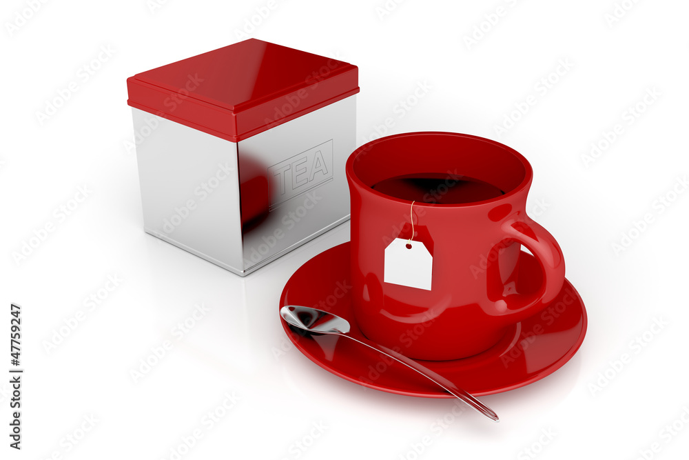 Tea cup and metal box