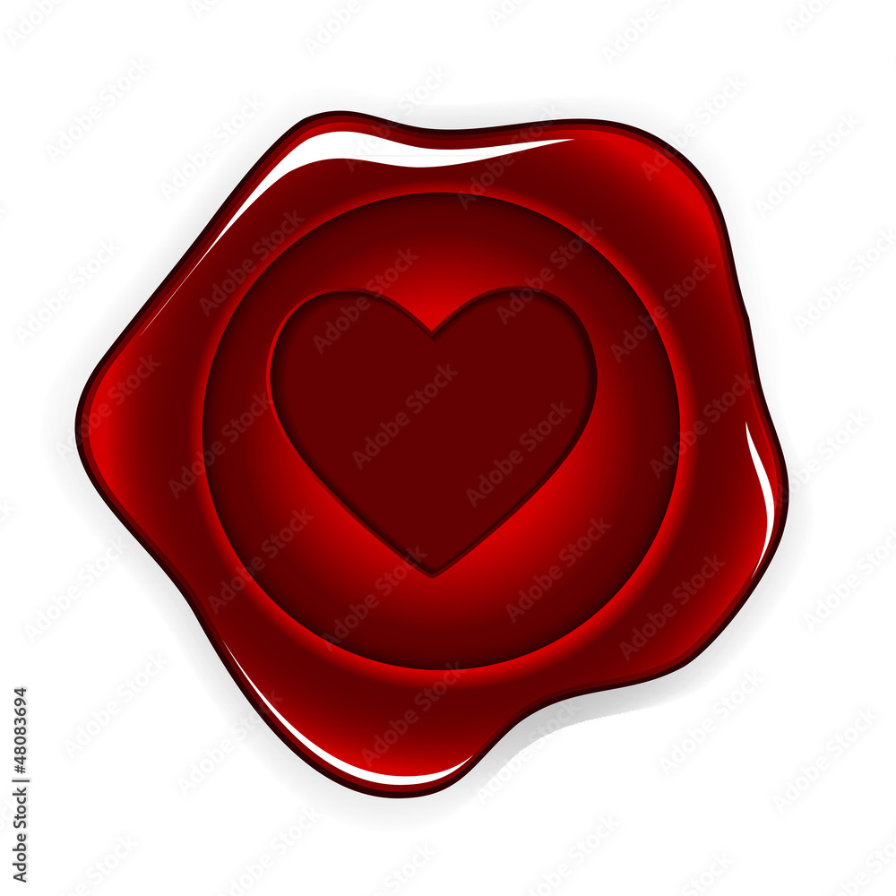 wax seal heart vector illustration