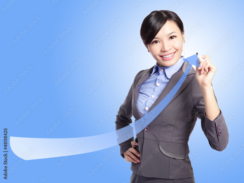 success business woman draw arrow