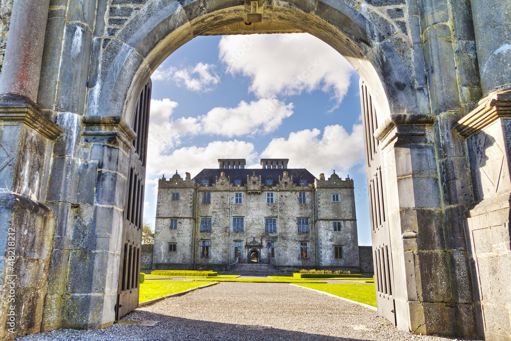 Gate to Portumna Castle in Co. Galway, Ireland