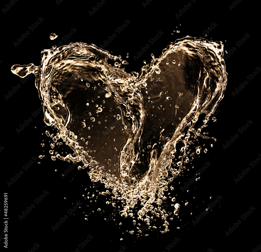  Heart symbol made of liquid splashes