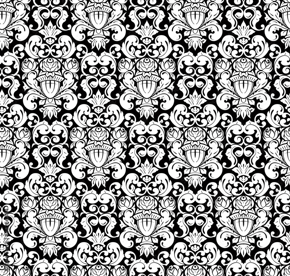 White seamless pattern, silhouette